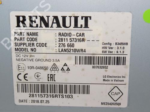 Radio RENAULT CLIO IV Grandtour (KH_) 1.5 dCi 90 (KHN3, KHN4) | BP24487904E6 