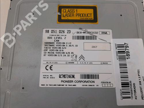 Radio PEUGEOT 208 I (CA_, CC_) 1.2 VTi 68 / PureTech 68 | BP11230638E6 