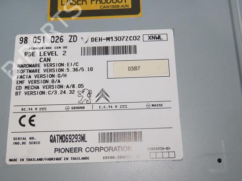 Radio PEUGEOT 208 I (CA_, CC_) 1.2 VTi 68 / PureTech 68 | BP24487937E6 