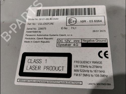 Used Radio Radio SUZUKI SWIFT IV (FZ, NZ) 1.2 (AZH412, ZC72S) (94 hp) 11921791 11921791