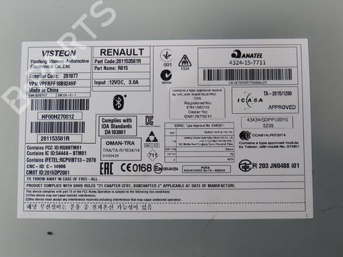 Radio RENAULT KOLEOS II (HC_) 1.6 dCi 130 | BP39221506E6 - Image 2