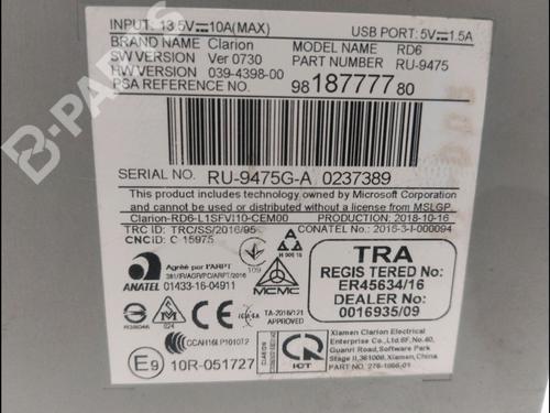 Radio CITROËN C3 III Van (SX_, SY_) BlueHDi 100 | BP10769773E6 