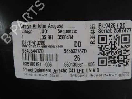Used Front right panel CITROËN C4 III (BA_, BB_, BC_) 1.2 PureTech 155 (BAHNNB, BAHNJD) (155 hp) 27581144