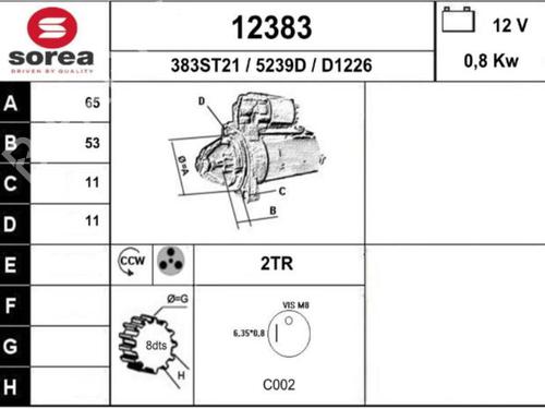 Used Starter Starter SMART FORTWO Cabrio (451) 1.0 Turbo (451.432) (84 hp) 25082709 25082709