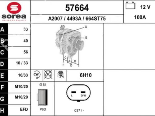 Used Alternator Alternator OPEL MERIVA B MPV (S10) 1.4 (75) (100 hp) 25082523 25082523