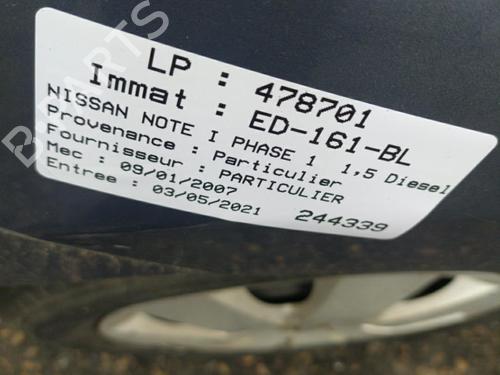 Rear left door window NISSAN NOTE (E11, NE11) 1.5 dCi | BP25093041C20 