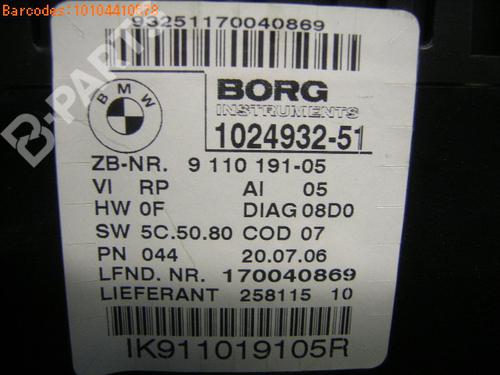 Instrument cluster BMW 1 (E87) 118 i | BP994035C47 