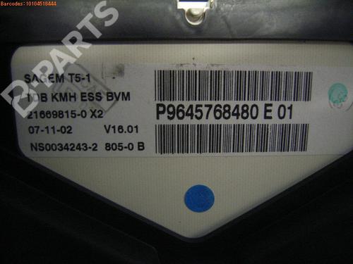 Instrument cluster PEUGEOT 307 (3A/C) 1.4 | BP969419C47 