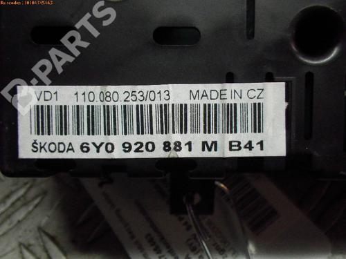 Instrument cluster SKODA FABIA I (6Y2) 1.2 | BP977177C47 