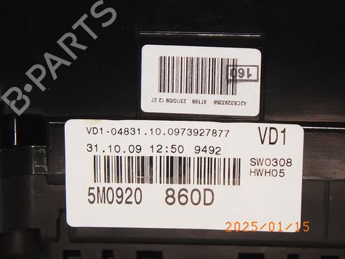 Instrument cluster VW GOLF PLUS V (5M1, 521) 1.4 TSI | BP22772649C47 