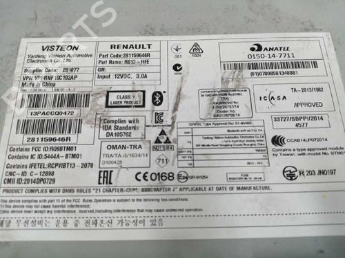 Radio RENAULT KADJAR (HA_, HL_) 1.6 dCi 130 4x4 (HLA4) | BP5029919E6 