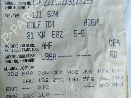 Front bumper VW GOLF IV (1J1) 1.9 TDI | BP9816688C7 