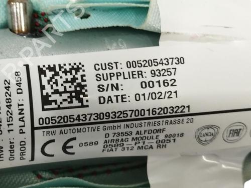 Right curtain airbag FIAT 500 (312_) 1.0 Mild Hybrid (312.AYD1B) | BP17624458C12 