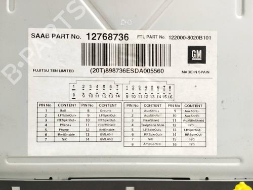 Radio SAAB 9-5 (YS3E) 1.9 TiD | BP11541793E6 