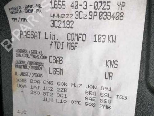 Instrument cluster VW PASSAT B6 (3C2) 2.0 TDI 16V | BP17962003C47 