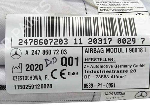 Right curtain airbag MERCEDES-BENZ GLA (H247) GLA 200 d (247.712) | BP26553962C12 