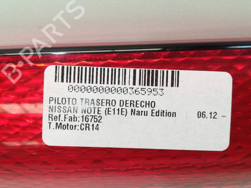 Right taillight NISSAN NOTE (E11, NE11) 1.4 | BP13887916C35 