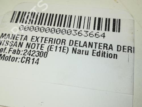 Front right exterior door handle NISSAN NOTE (E11, NE11) 1.4 | BP13876666C129 