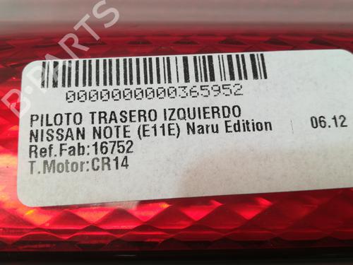 Left taillight NISSAN NOTE (E11, NE11) 1.4 | BP13887915C34 