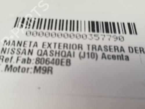 Rear right exterior door handle NISSAN QASHQAI I (J10, NJ10) 2.0 dCi | BP13543610C130 