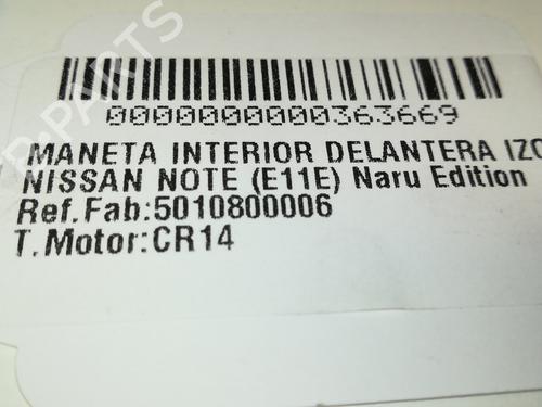 Front left interior door handle NISSAN NOTE (E11, NE11) 1.4 | BP13876671I13 