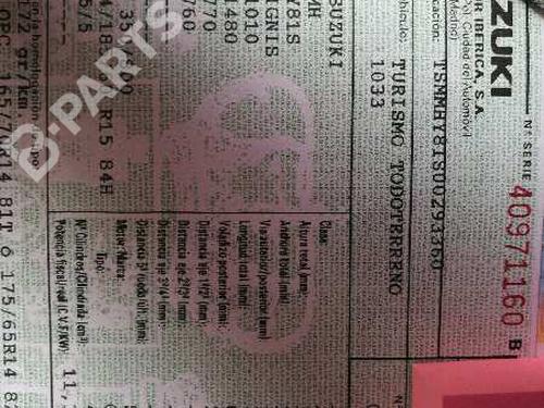 Used Parts SUZUKI IGNIS I (FH)    1002351