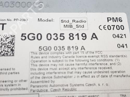 Radio VW GOLF VII (5G1, BQ1, BE1, BE2) 1.6 TDI | BP29537889E6 