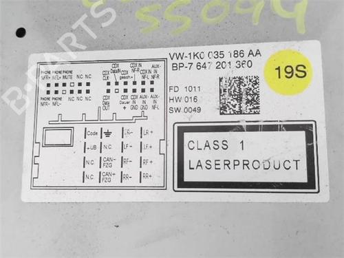 Radio VW GOLF VI (5K1)  | BP23192365E6 