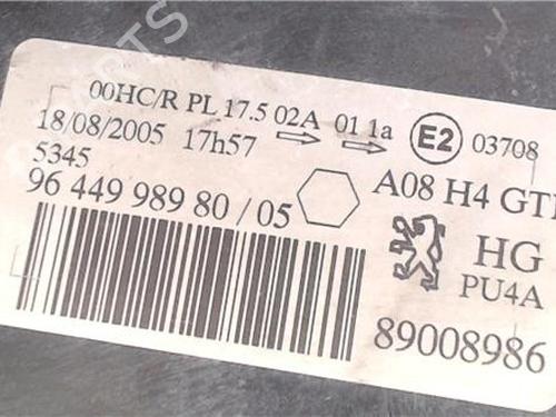 Left headlight PEUGEOT 1007 (KM_) 1.4 HDi | BP31990685C28