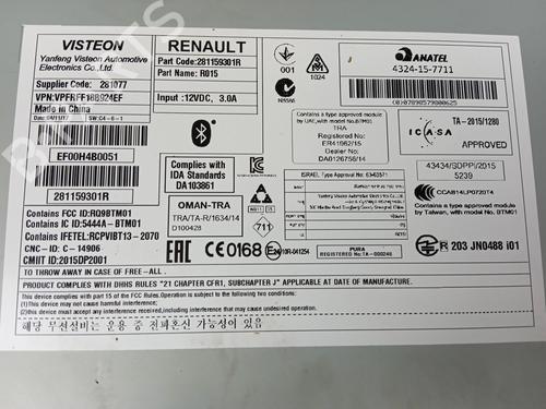 Radio RENAULT MEGANE IV Hatchback (B9A/M/N_)  | BP13015490E6 