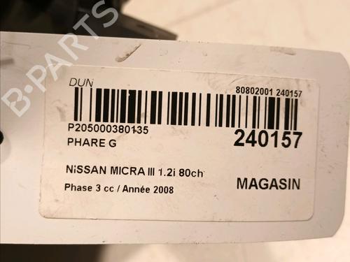 Left headlight NISSAN MICRA III (K12) 1.2 16V | BP17371234C28 