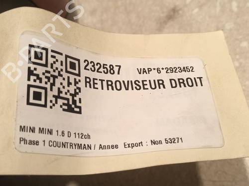 Right mirror MINI MINI COUNTRYMAN (R60) Cooper D | BP31124723C27 