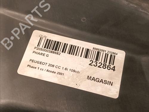 Left headlight PEUGEOT 206 CC (2D) 1.6 16V (2DNFUF, 2DNFUR) | BP17730218C28 