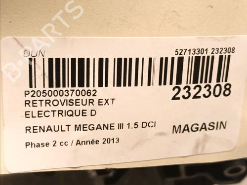 Right mirror RENAULT MEGANE III Hatchback (BZ0/1_, B3_) 1.5 dCi (BZ0C) | BP16313587C27