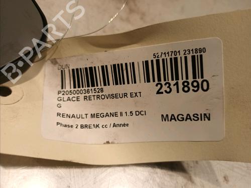Left mirror glass RENAULT MEGANE II Estate (KM0/1_) 1.5 dCi (KM1F) | BP15798461C148 