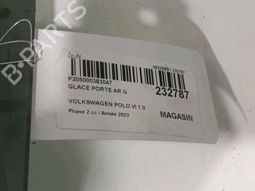 Rear left door window VW POLO VI (AW1, BZ1, AE1) 1.0 TSI | BP17175287C20 