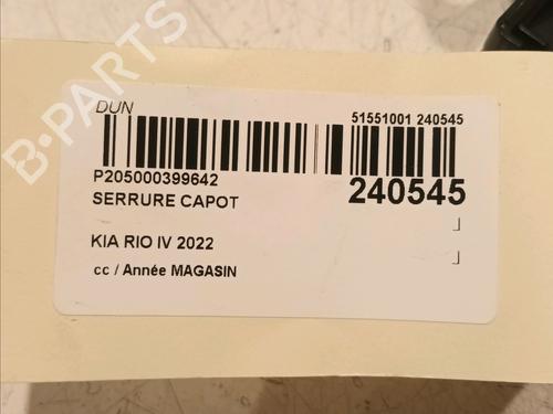 Hood lock KIA RIO IV (YB, SC, FB) 1.0 T-GDI 100 | BP18731859C133 