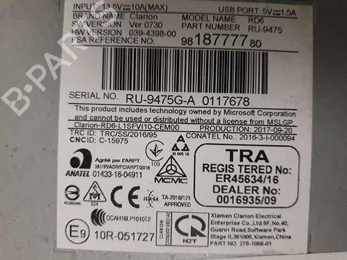 Radio CITROËN C3 III (SX) 1.2 VTi 68 | BP30120606E6 