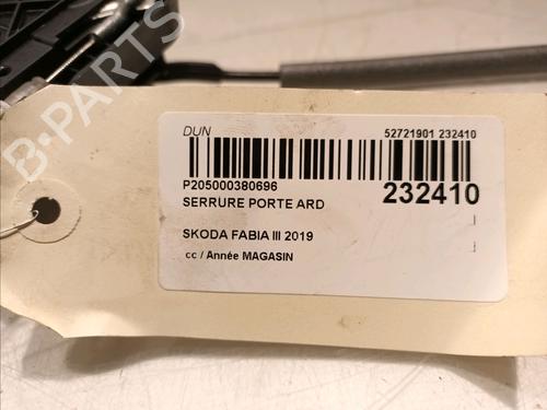 Rear right lock SKODA FABIA III (NJ3) 1.0 | BP17085592C99 