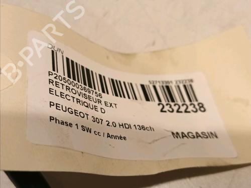 Right mirror PEUGEOT 307 SW (3H) 2.0 HDi 135 | BP16313586C27 