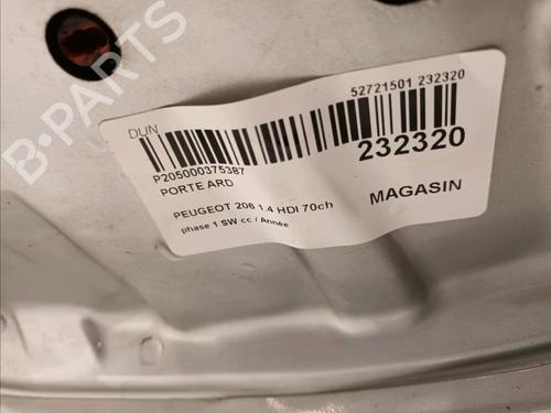 Right rear door PEUGEOT 206 SW (2E/K) 1.4 HDi | BP16707015C5 