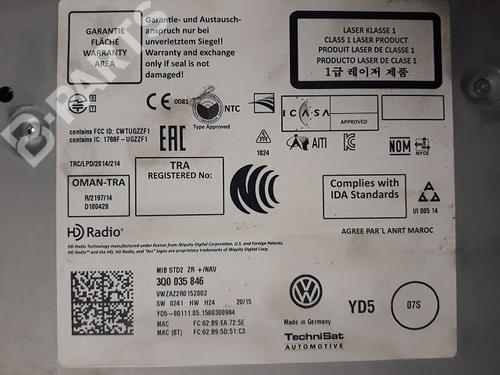 Radio VW PASSAT B8 Variant (3G5, CB5) 2.0 TDI | BP9329789E6 