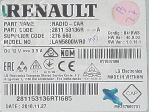 Radio RENAULT CAPTUR I (J5_, H5_) 1.5 dCi 90 (J5N4, J5M5, J5MW, J5M6, J5AL, J5AJ) | BP33569771E6  - Image 5