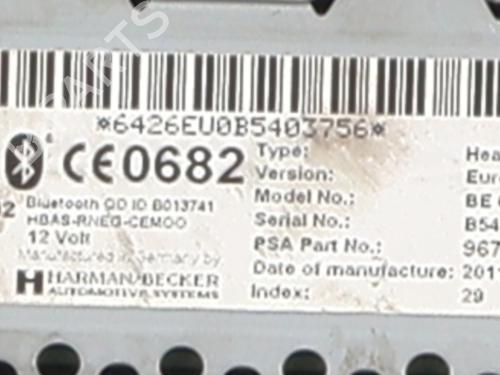 Radio PEUGEOT 3008 I MPV (0U_) 1.6 HDi | BP29604273E6 