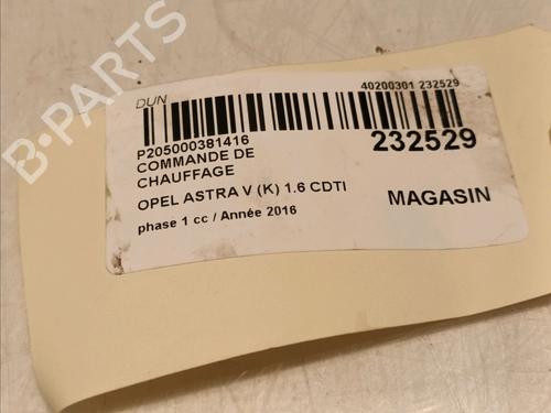 Climate control OPEL ASTRA J (P10) 1.6 CDTi (68) | BP17133936I5 