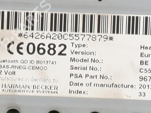 Radio CITROËN C3 II (SC_) 1.4 HDi 70 (SC8HZC, SC8HR0, SC8HP4) | BP30830126E6 