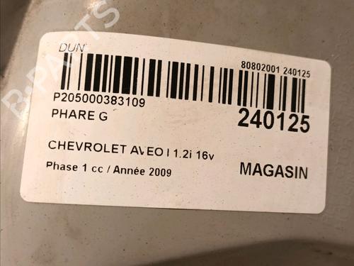 Left headlight CHEVROLET AVEO / KALOS Hatchback (T250, T255) 1.2 | BP17315564C28 