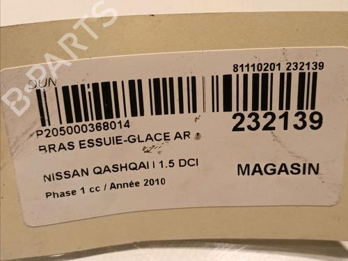 Rear windshield wiper arm NISSAN QASHQAI / QASHQAI +2 I (J10, NJ10, JJ10E) 1.5 dCi | BP16211154C144 