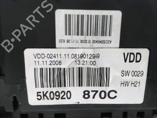 Instrument cluster VW GOLF VI (5K1) 2.0 TDI | BP17779739C47