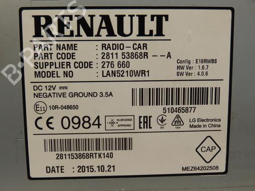 Used Radio RENAULT CLIO IV (BH_) 1.5 dCi 75 (75 hp) 19319746